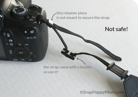 unsafe incorrect way to put on a camera strap