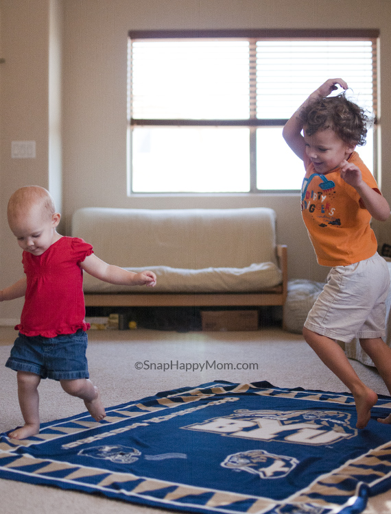 Kids dancing on blanket