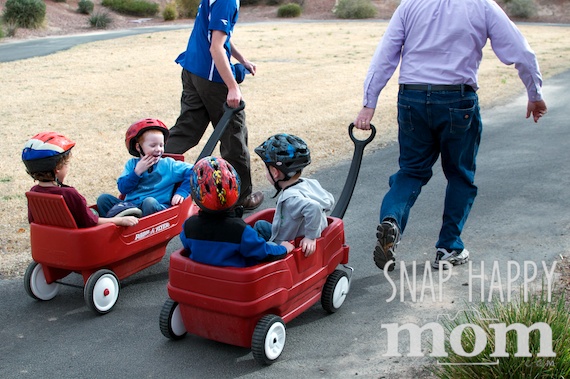 Olympics Birthday Party from SnapHappyMom.com - Bobsledding with Wagons for the Winter Olympics