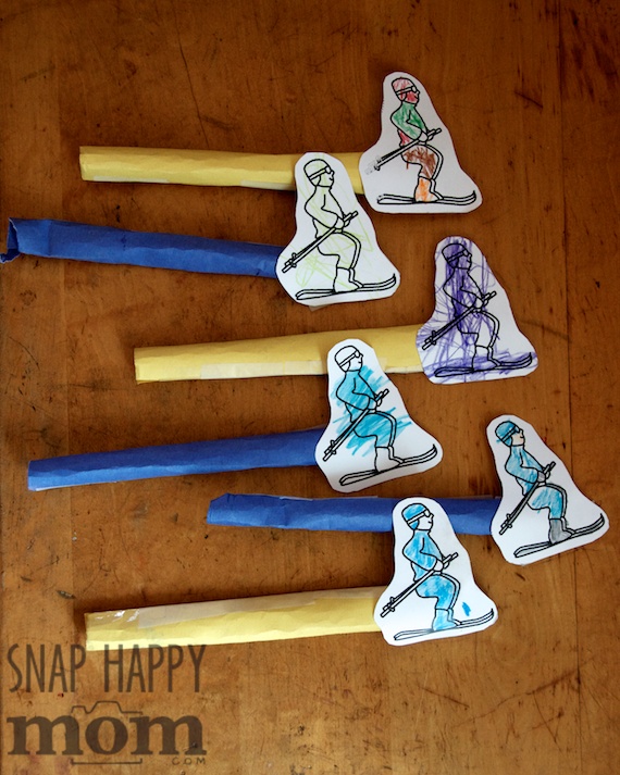 Olympics Birthday Party from SnapHappyMom.com - Ski Jumping with Straws for the Winter Olympics