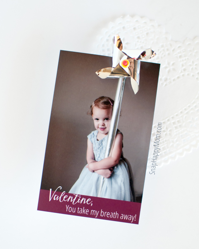 Pretty Pinwheel Photo Valentines - You Take My Breath Away! - SnapHappyMom.com