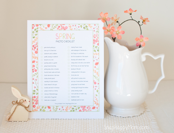 Spring Photo Checklist - a free printable from SnapHappyMom.com