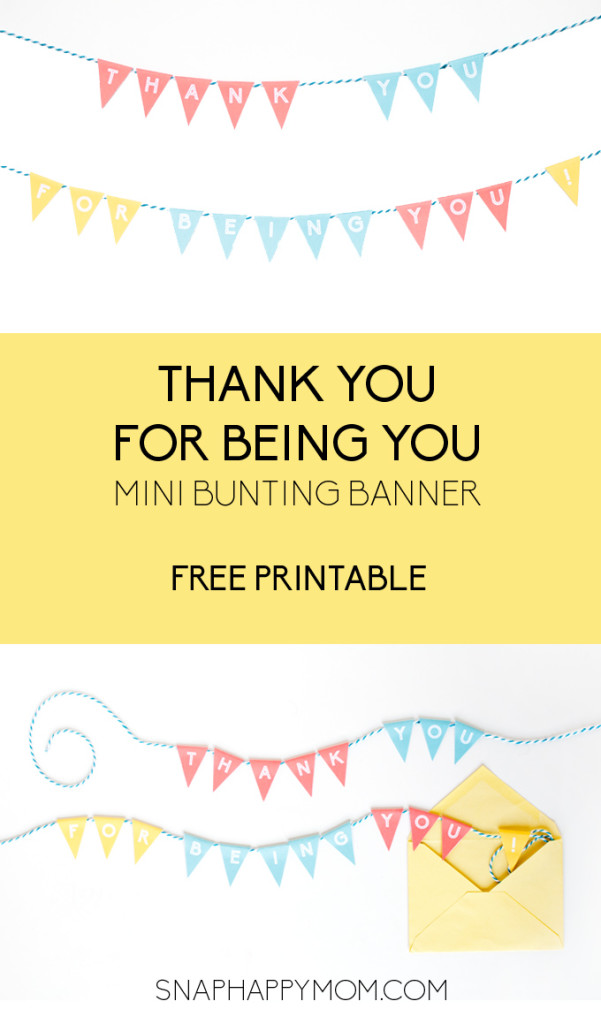 "Thank You" Mini Bunting Banner [Free Printable] from SnapHappyMom.com