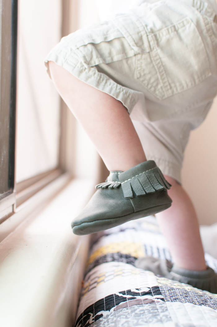 Learning How To Walk With Freshly Picked Moccasins - 20 month pictures to celebrate (finally) learning how to walk! - Snap Happy Mom