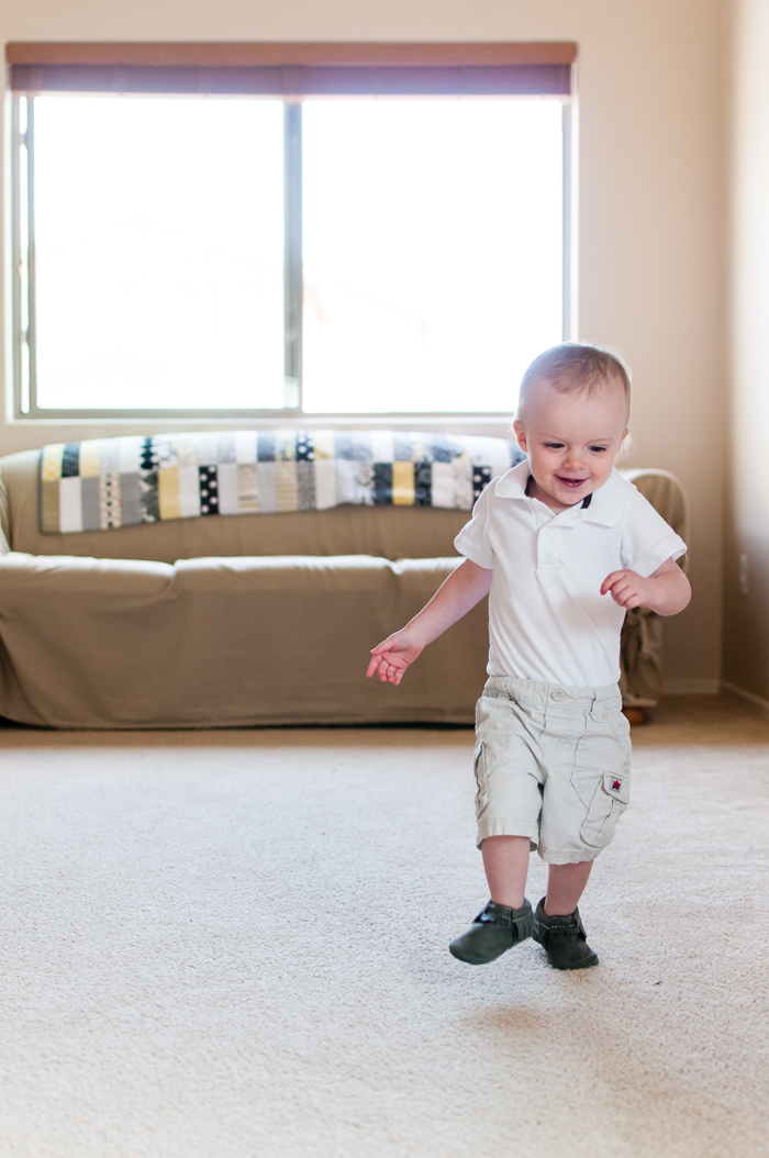 Learning How To Walk With Freshly Picked Moccasins - 20 month pictures to celebrate (finally) learning how to walk! - Snap Happy Mom