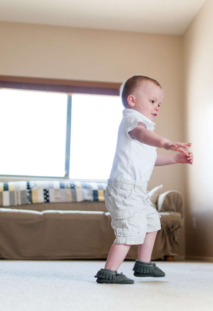 Learning How To Walk With Freshly Picked Moccasins - 20 month pictures to celebrate (finally) learning how to walk! - Snap Happy Mom