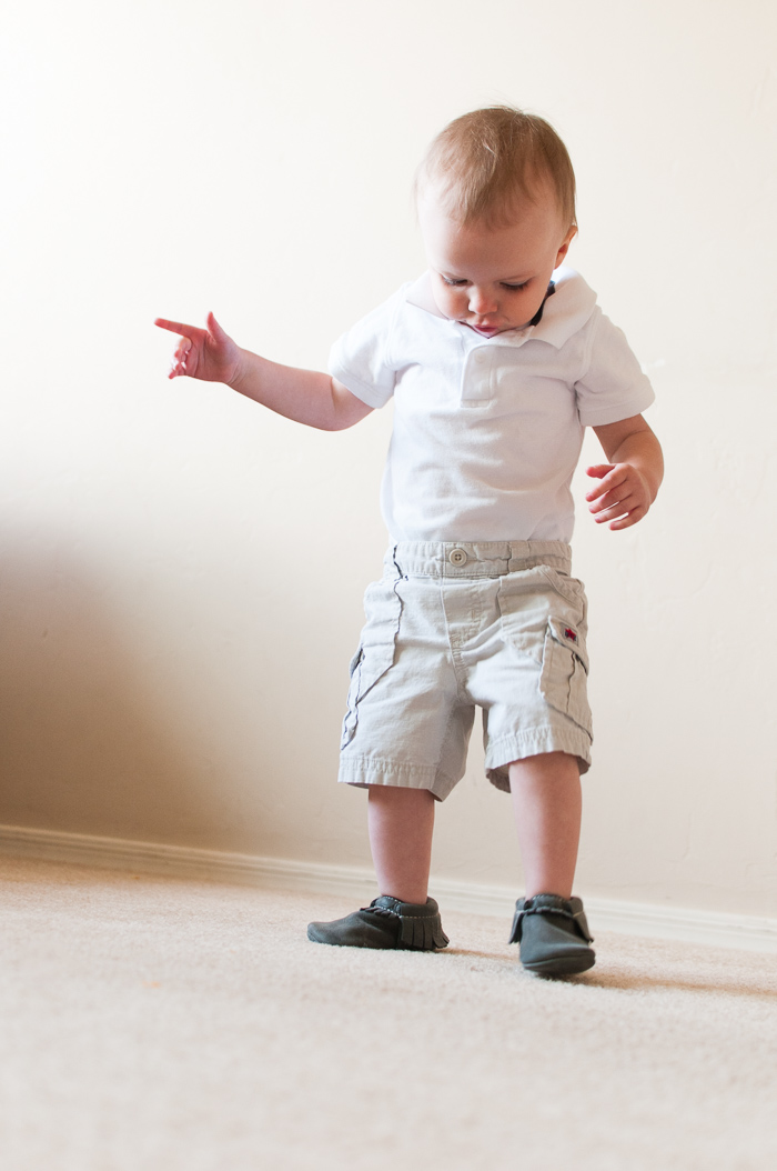 Learning How To Walk With Freshly Picked Moccasins - 20 month pictures to celebrate (finally) learning how to walk! - Snap Happy Mom