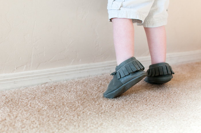 Learning How To Walk With Freshly Picked Moccasins - 20 month pictures to celebrate (finally) learning how to walk! - Snap Happy Mom