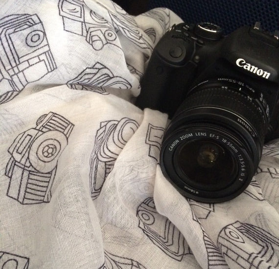 Black and White Camera Scarf - Gifts for Photographers