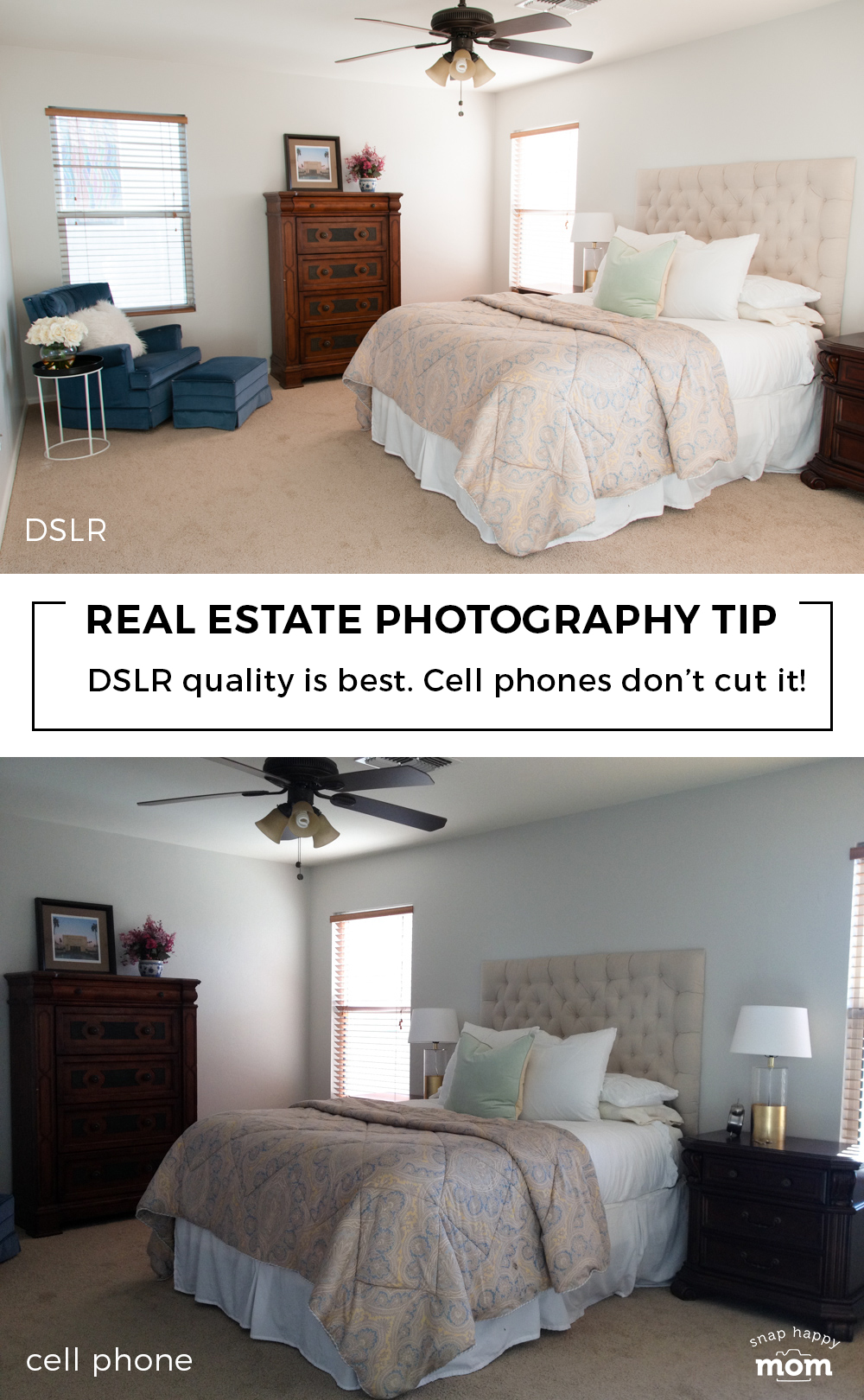 Real Estate Photography Tip: Use a DSLR for the best quality. Cell phone snaps don't cut it!