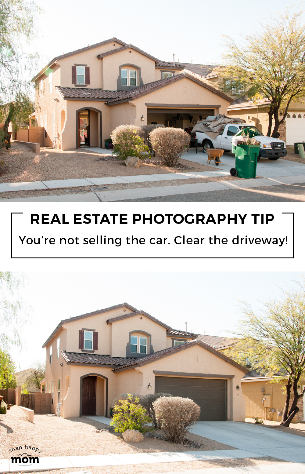 Real Estate Photography Tip: You're not selling the car. Clear the driveway!