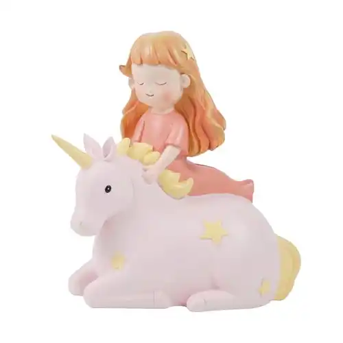 MICALOR Piggy Bank for Kids, 8.7 in Large Capacity Creative Unicorn Girl Money Coin Bank, Rainbow Pink Resin Piggy Bank, Coin Money Piggy Bank with Rubber Stopper, Unique Gift for Kids
