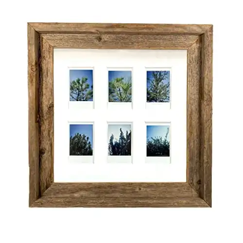 BARNWOODUSA Rustic Farmhouse Photo Frame for use with Instax - 6-Opening - 3.25"x2", White Mat