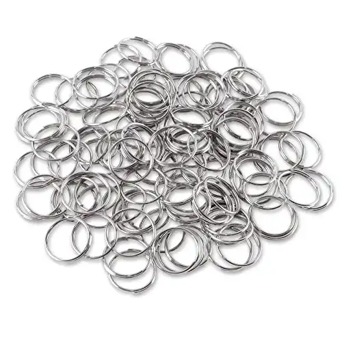 1" (25mm) Nickel Plated Silver Steel Round Edged Split Circular Keychain Ring Clips for Car Home Keys Organization, Arts & Crafts, Lanyards (100)