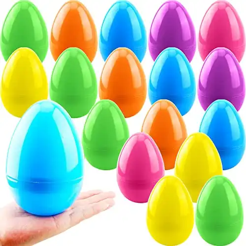 Haconba 18 Pack 6 Inch Jumbo Fillable Easter Eggs Large Bright Colorful Plastic Easter Eggs for Easter