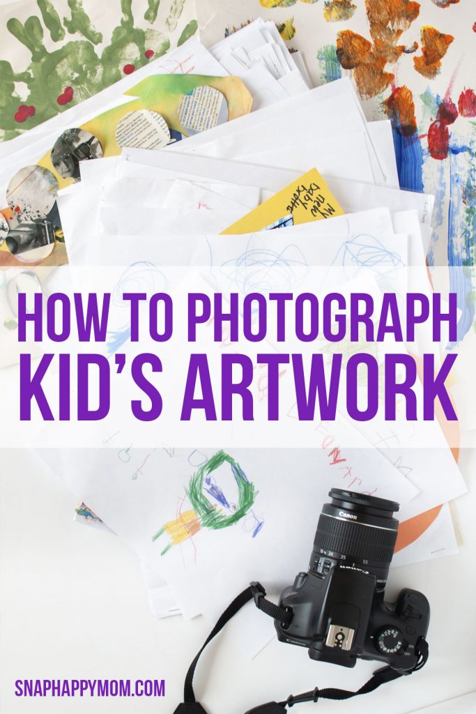 children's artwork with dslr camera to photograph it