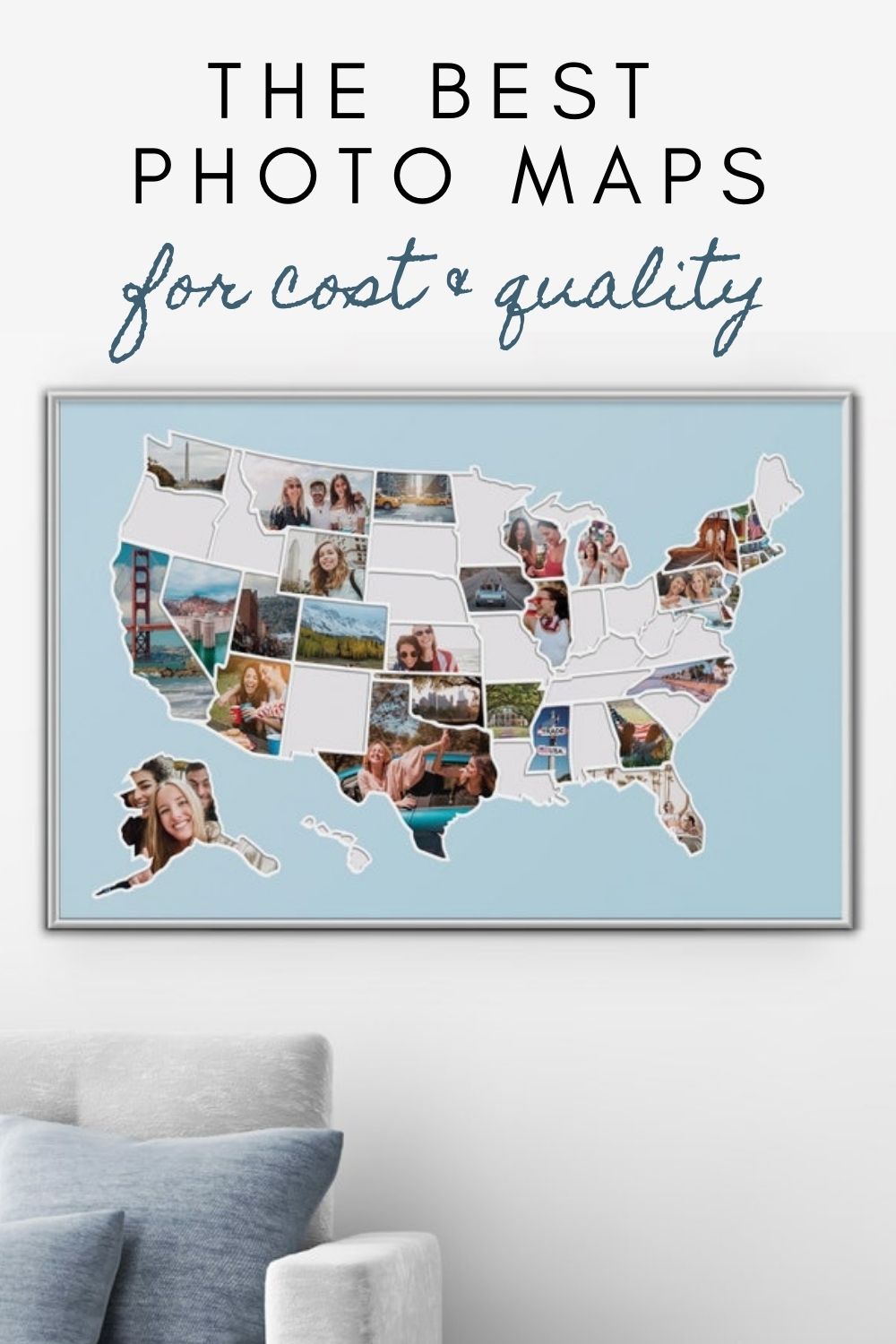 50 States Travel Map USA Photo Map Fits 24 x 36 in Frames Made from Flexible Plastic States Marked 